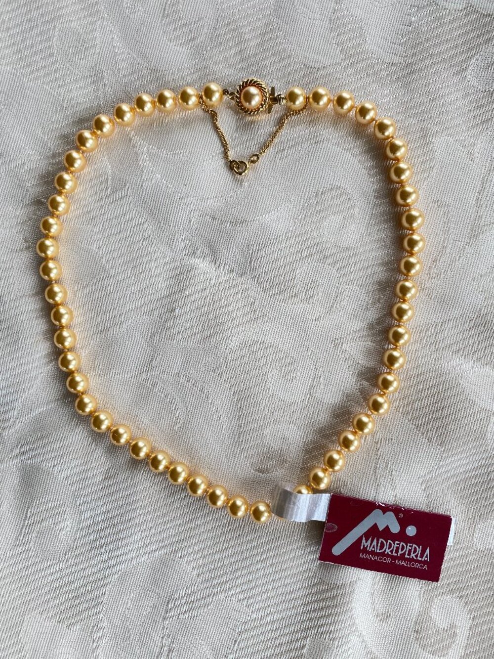 VTG Madreperla Opaline Glass Pearl Necklace Champagne